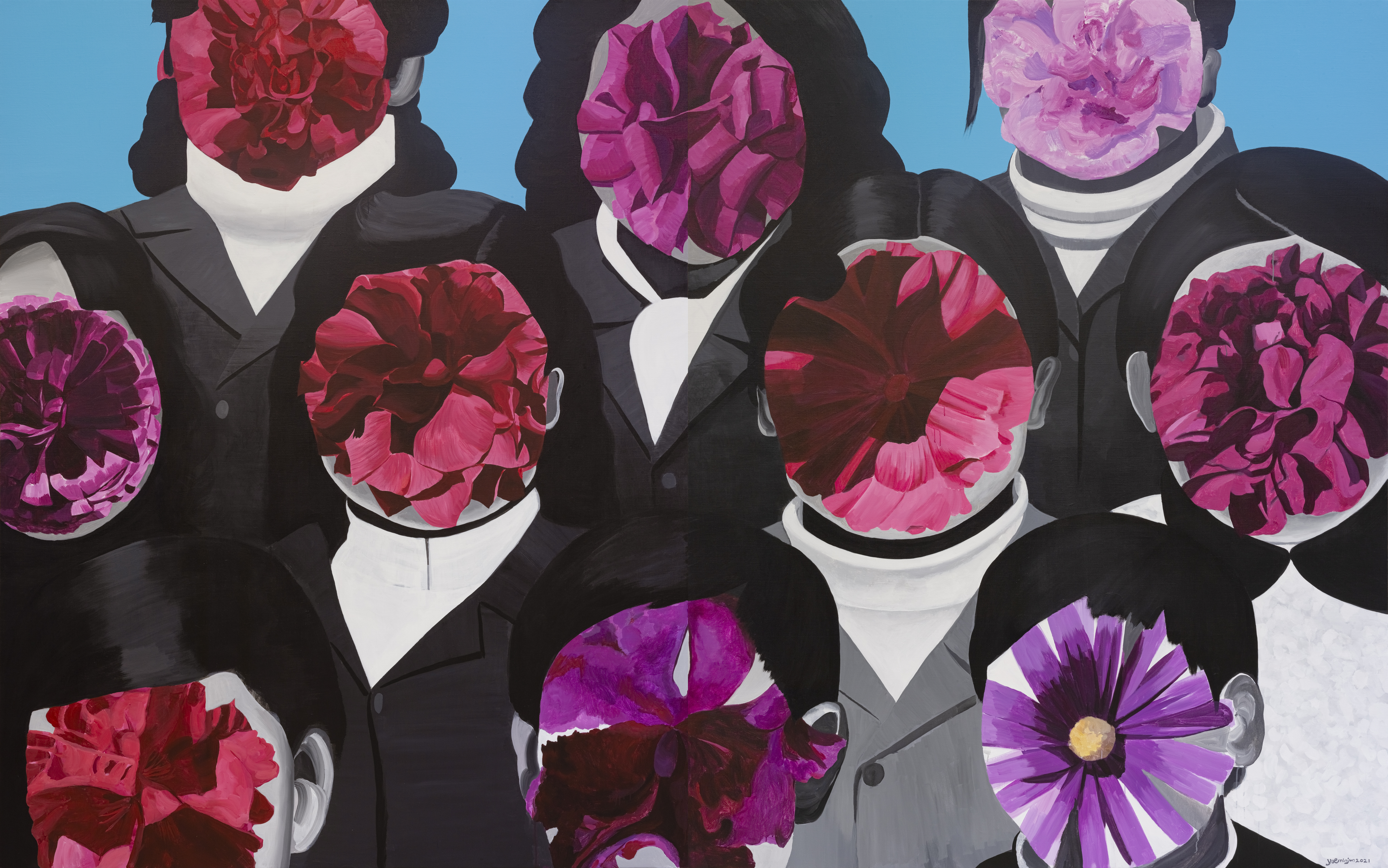 《百合花》布上油画