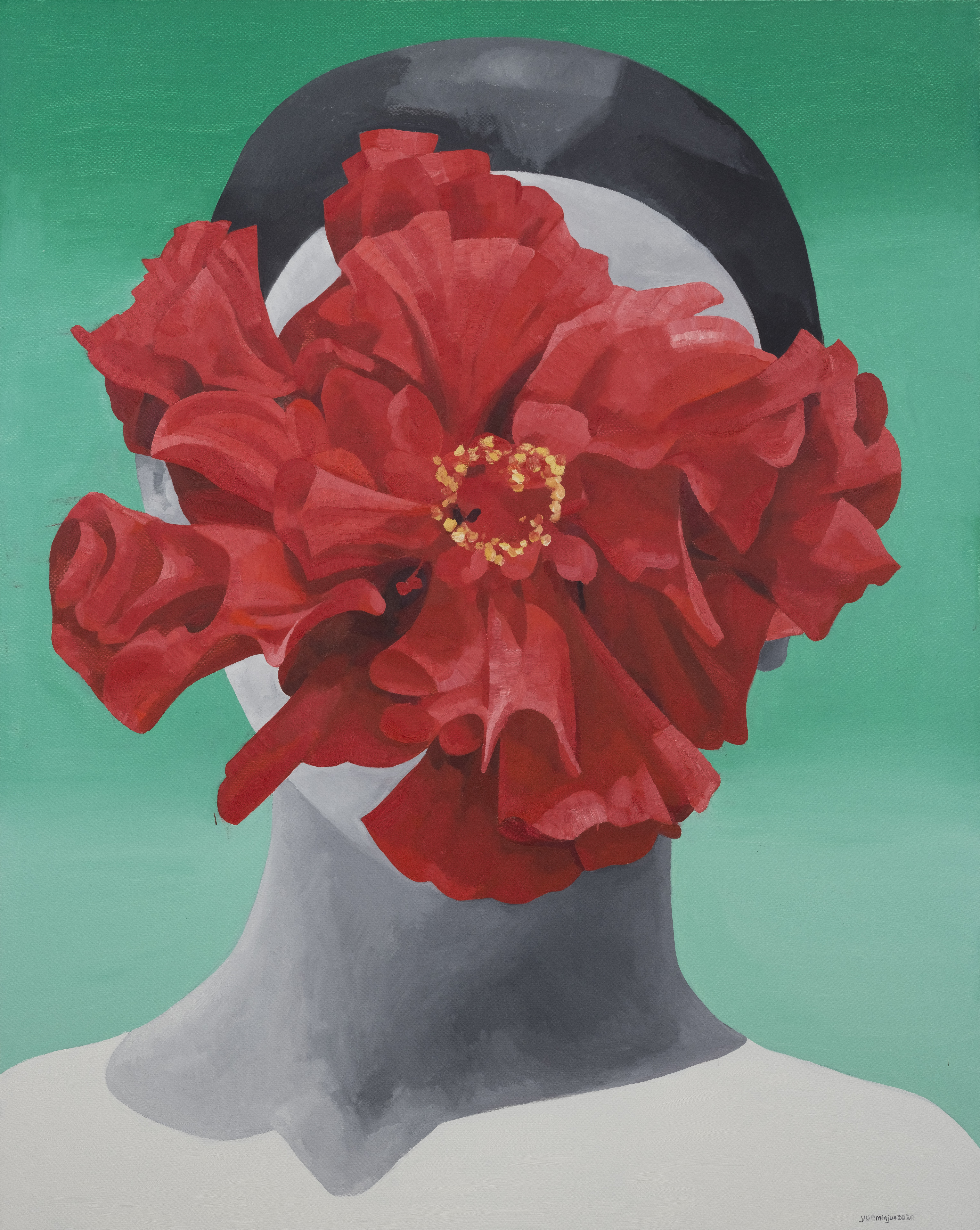 《芙蓉花》布上油画 160x140cm 2022年